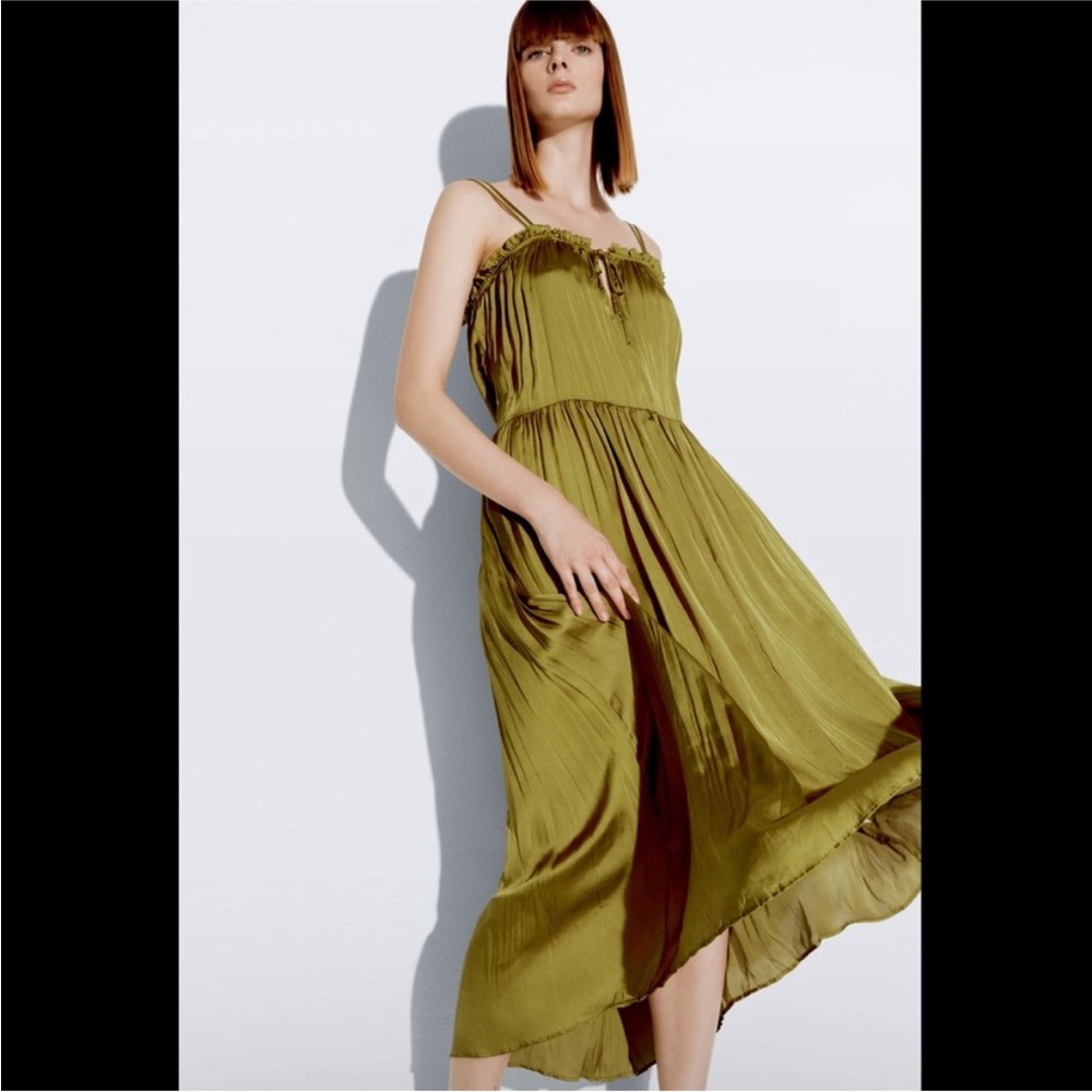 Zara Olive Green Midi Dress